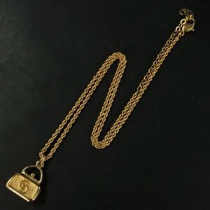 Dior Gold Tone CD Purse Pendant Necklace